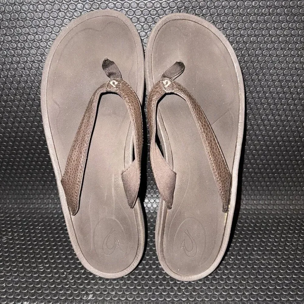 Olukai Kulapa Kai Brown Outdoor Summer Flip Flop Sandals Women’s Size 9